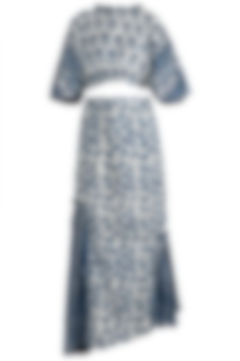 Indigo Blue Cotton Skirt Set For Girls by Akashi- Kids