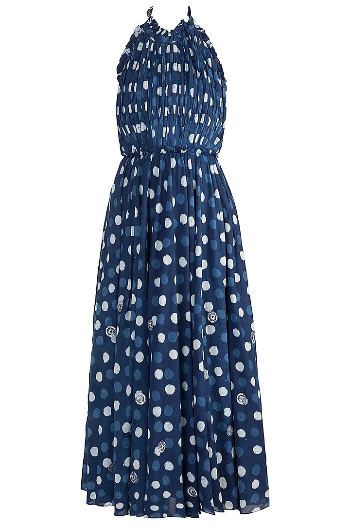 Indigo Blue Embroidered Maxi Dress
 For Girls by Akashi- Kids