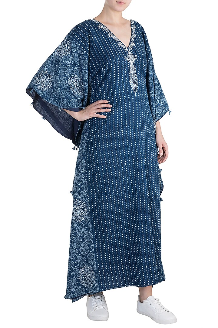 Indigo Blue Cotton Printed Kaftan
For Girls by Akashi- Kids at Pernia's Pop Up Shop