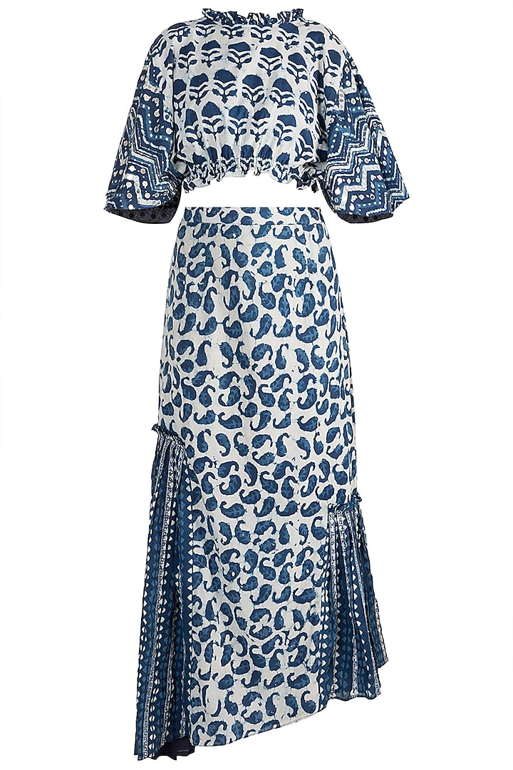 Indigo Blue Embroidered Halter Neck Dress Design by Akashi