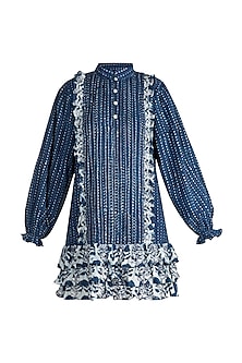 Indigo Blue Embroidered Shirt Dress Design by Akashi at Pernia's Pop Up ...