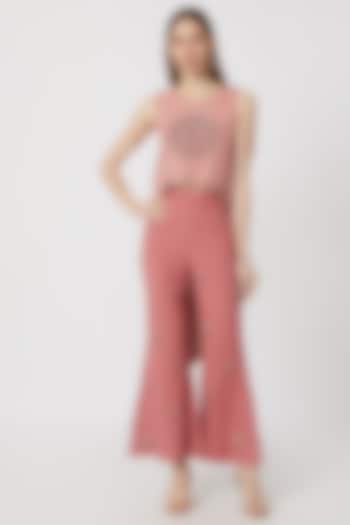 Pink Asymmetrical Top With Pants by Akashi