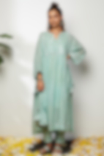 Pastel Green Cotton Kurta Set by Akashi at Pernia's Pop Up Shop