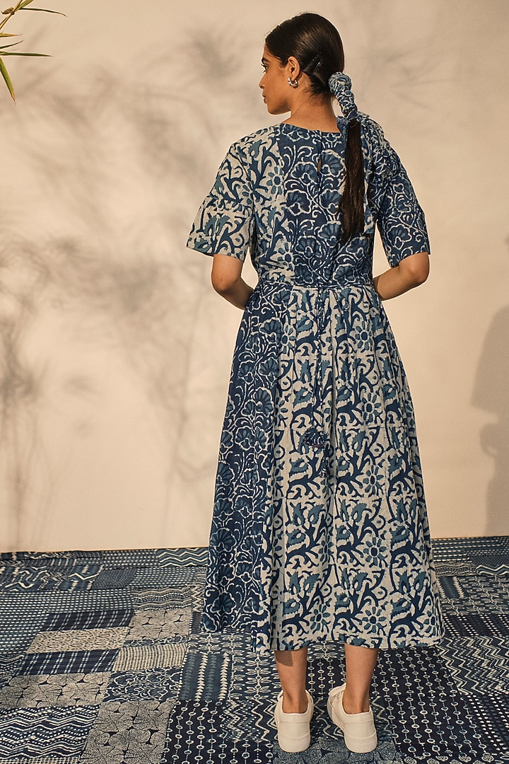 Blue Cotton Patchwork Knot Summer Dress by Akashi at Pernia's Pop Up Shop