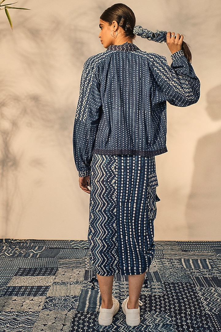 Blue Cotton Patchwork Printed Skirt Set by Akashi at Pernia's Pop Up Shop