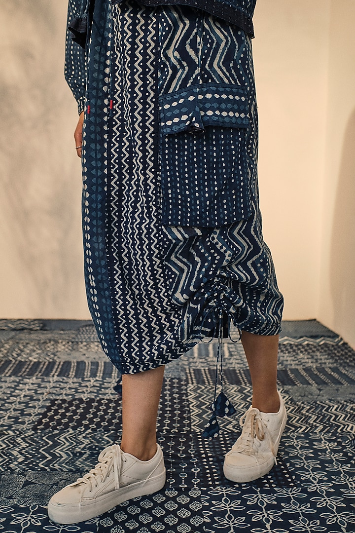 Blue Cotton Patchwork Printed Skirt Set by Akashi at Pernia's Pop Up Shop