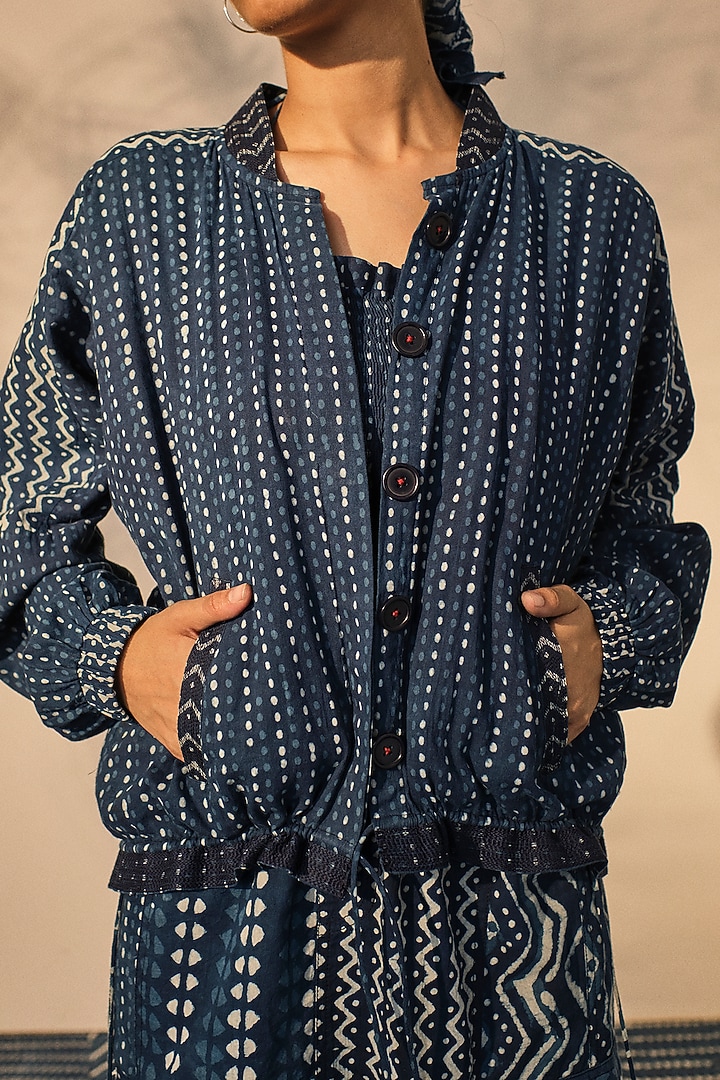 Blue Cotton Patchwork Printed Skirt Set by Akashi at Pernia's Pop Up Shop