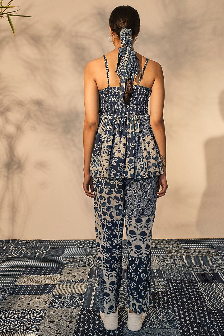 Blue Cotton Patchwork Printed Co-Ord Set by Akashi at Pernia's Pop Up Shop