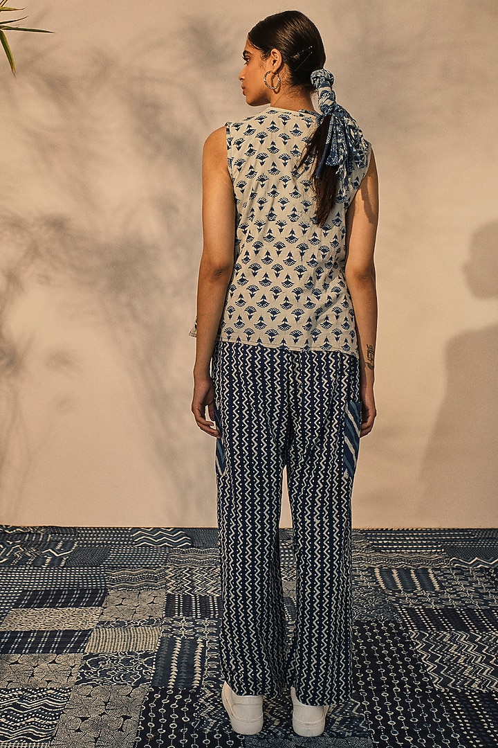 Blue Cotton Boota Printed Sleeveless Top by Akashi at Pernia's Pop Up Shop