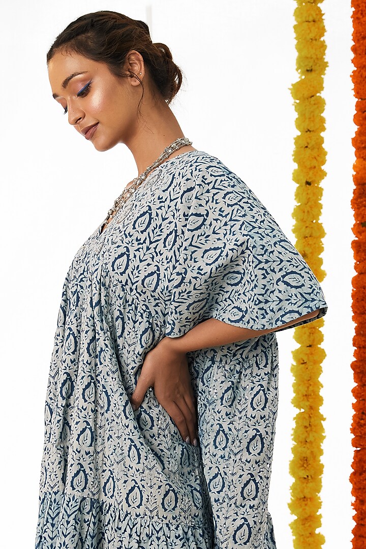 Indigo Blue Cotton Mini Dress For Girls by Akashi- Kids at Pernia's Pop Up Shop