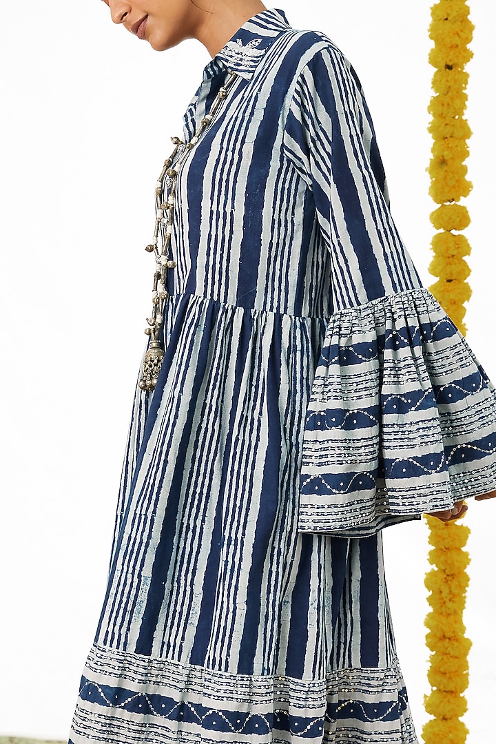 Indigo Blue Cotton Maxi Dress For Girls by Akashi- Kids at Pernia's Pop Up Shop