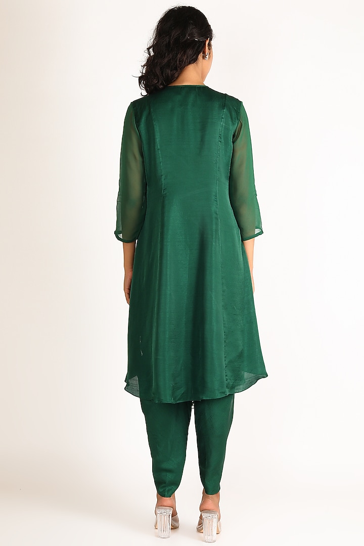 Emerald Green Embroidered Kurta With Dhoti Pants by Aneekha Designs at Pernia's Pop Up Shop