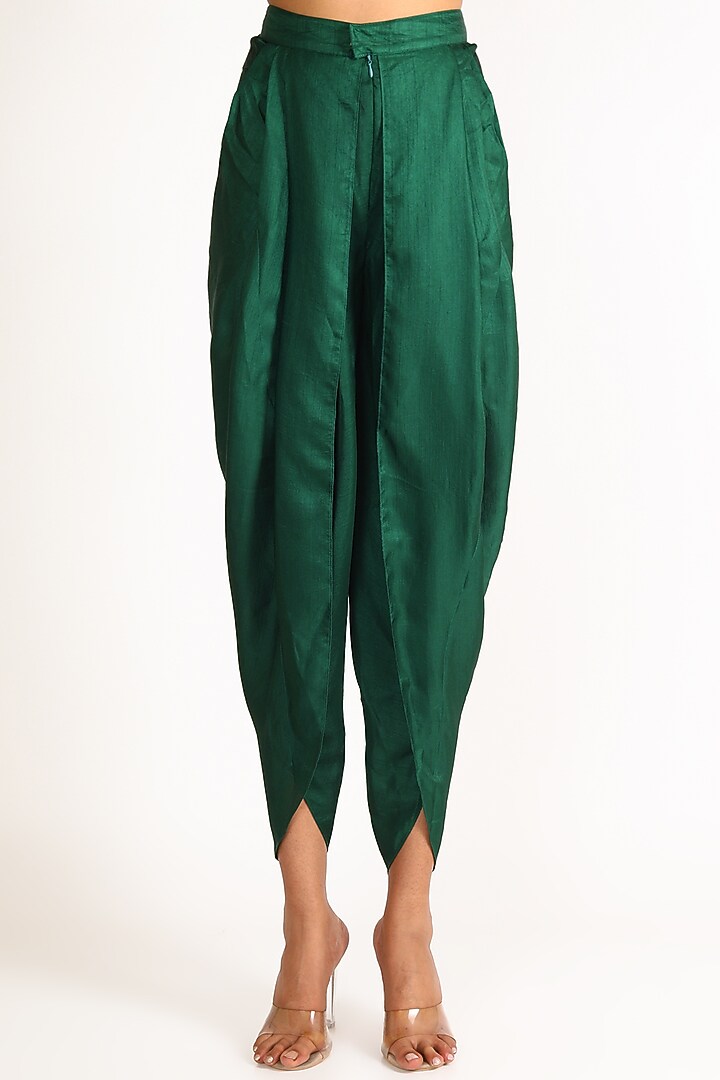 Emerald Green Embroidered Kurta With Dhoti Pants by Aneekha Designs at Pernia's Pop Up Shop