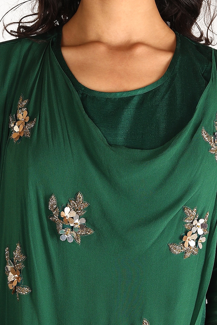 Emerald Green Embroidered Kurta With Dhoti Pants by Aneekha Designs at Pernia's Pop Up Shop