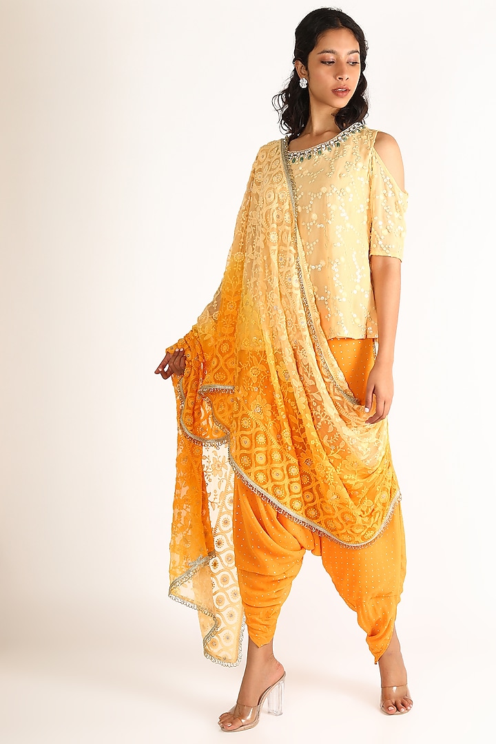 Yellow Embroidered Kurta Set by Aneekha Designs