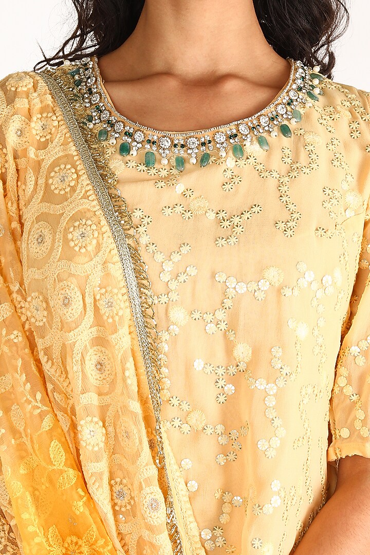 Yellow Embroidered Kurta Set by Aneekha Designs at Pernia's Pop Up Shop