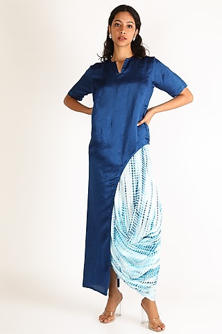 Indigo Blue Tie & Dye Skirt Set by Aneekha Designs