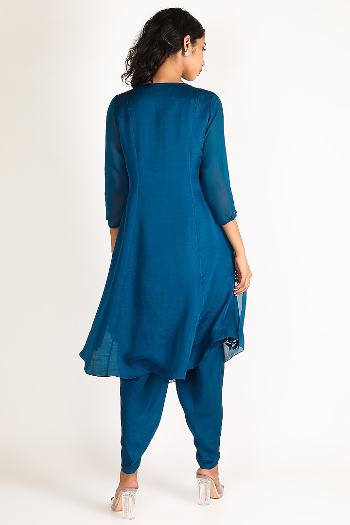Cobalt Blue Embroidered Kurta Set by Aneekha Designs at Pernia's Pop Up Shop