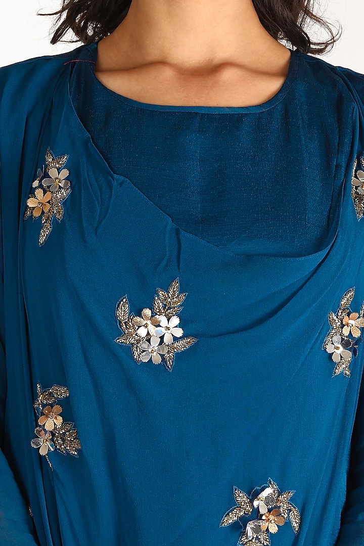 Cobalt Blue Embroidered Kurta Set by Aneekha Designs at Pernia's Pop Up Shop