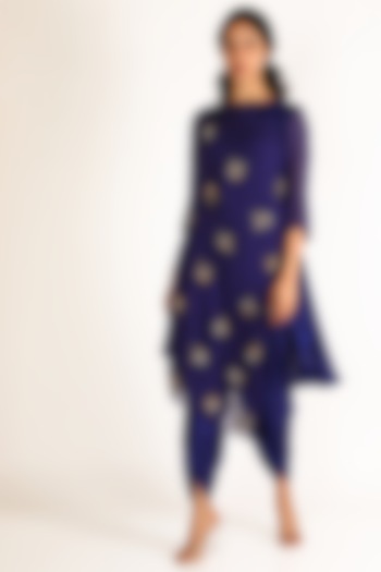 Ink Blue Embroidered Kurta Set by Aneekha Designs