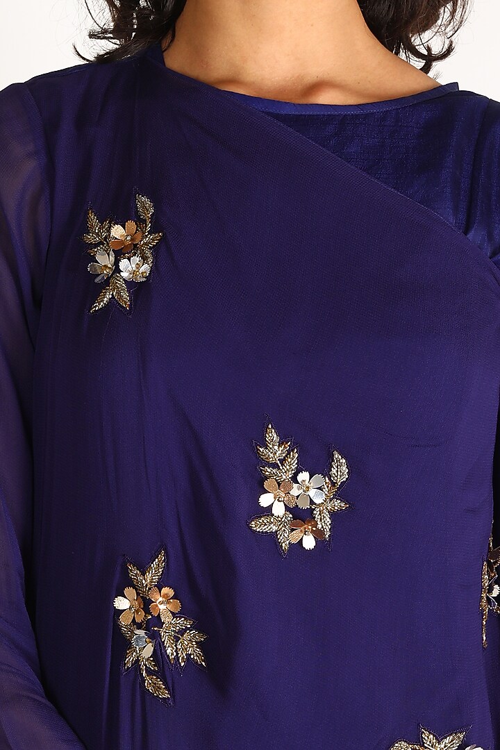 Ink Blue Embroidered Kurta Set by Aneekha Designs at Pernia's Pop Up Shop
