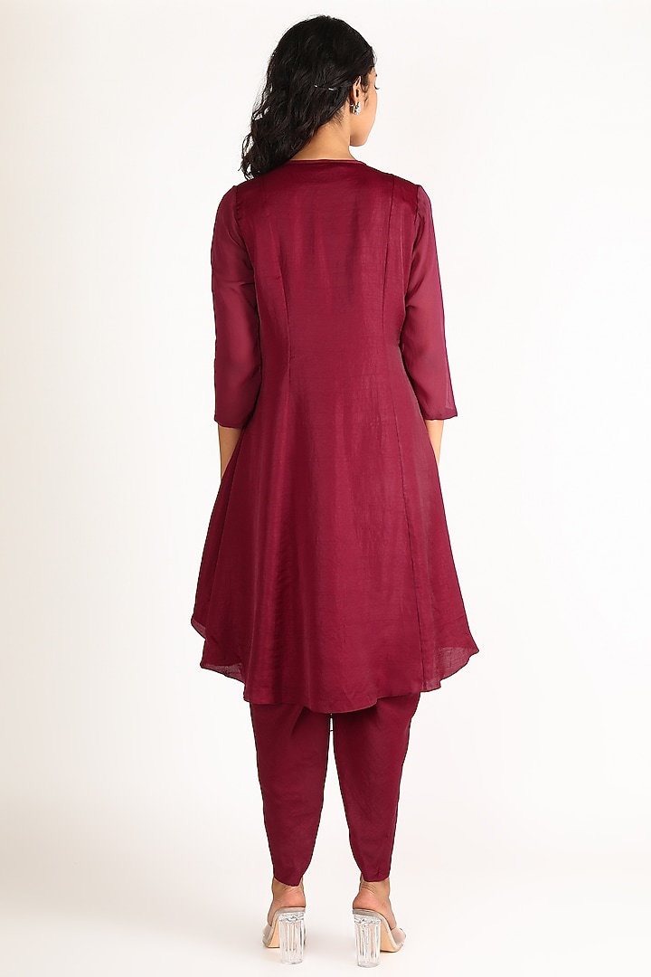 Wine Embroidered Kurta Set by Aneekha Designs at Pernia's Pop Up Shop