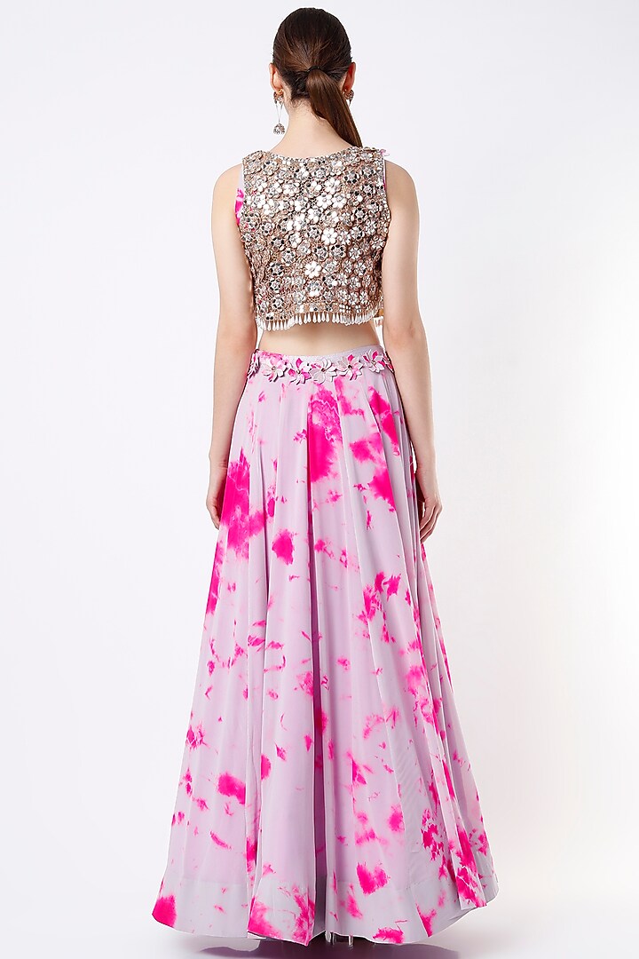 Lilac Printed Jacket Wedding Lehenga Set by Akanksha Gajria at Pernia's Pop Up Shop