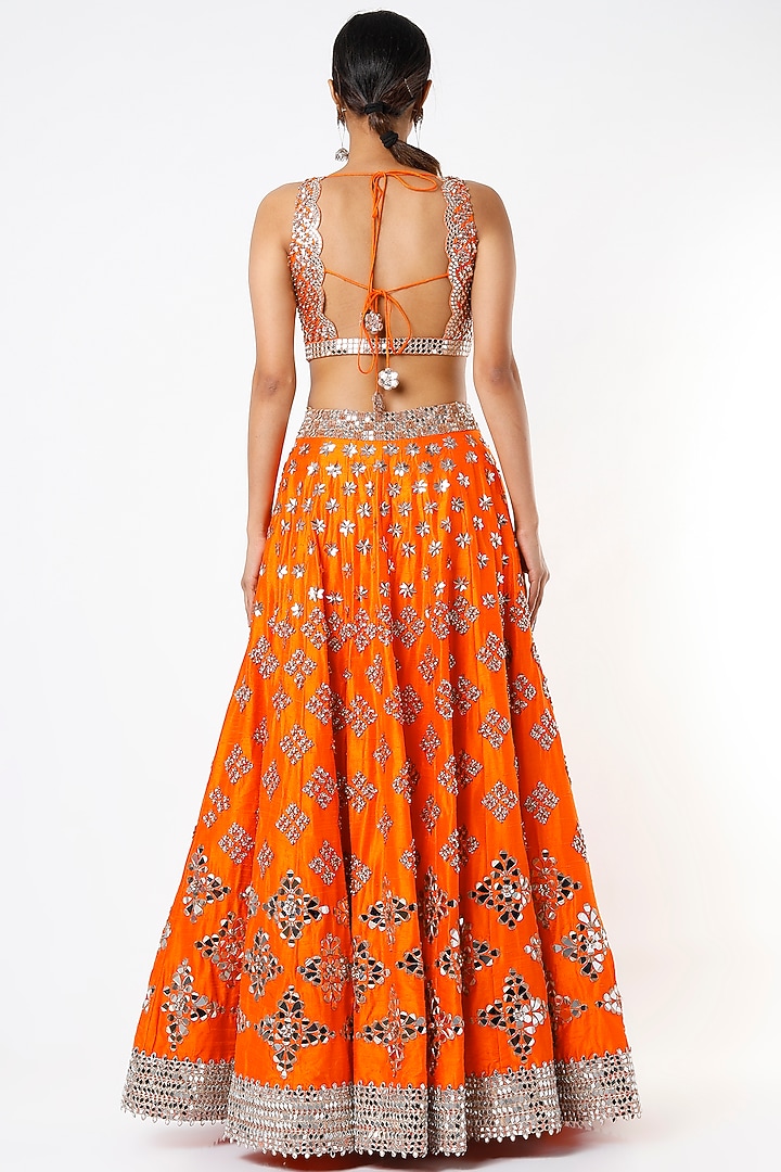 Orange Embellished Bridal Lehenga Set by Akanksha Gajria at Pernia's Pop Up Shop