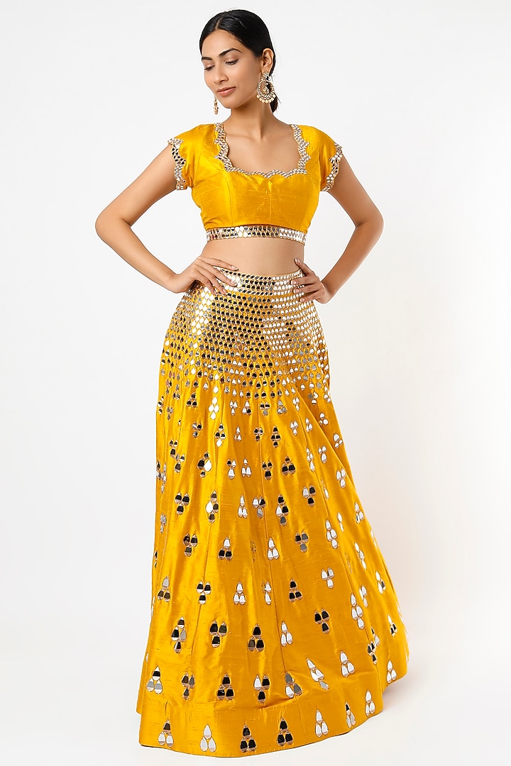 Citrus Yellow Embellished Bridal Lehenga Set by Akanksha Gajria at Pernia's Pop Up Shop
