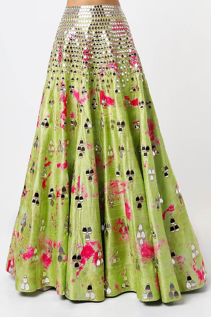 Green Printed & Embroidered Bridal Lehenga Set by Akanksha Gajria at Pernia's Pop Up Shop