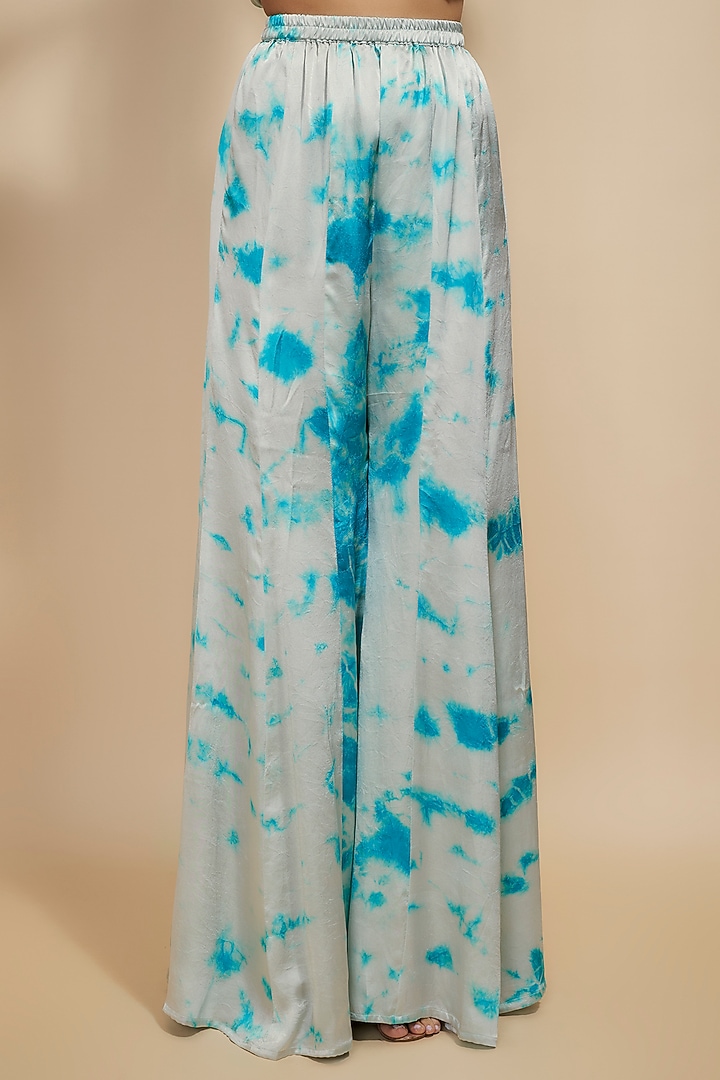 Blue Pure Satin Silk Tie-Dye Kaftan Set by Akanksha Gajria at Pernia's Pop Up Shop