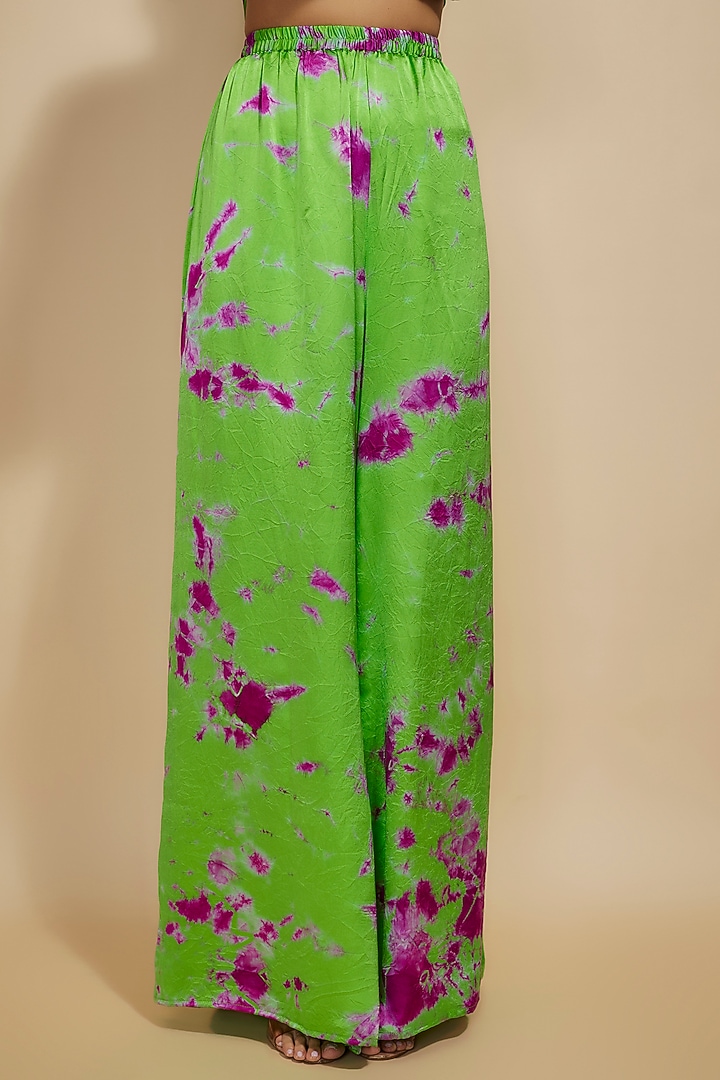 Green & Purple Pure Satin Silk Embroidered Tie-Dye Kaftan Set by Akanksha Gajria at Pernia's Pop Up Shop