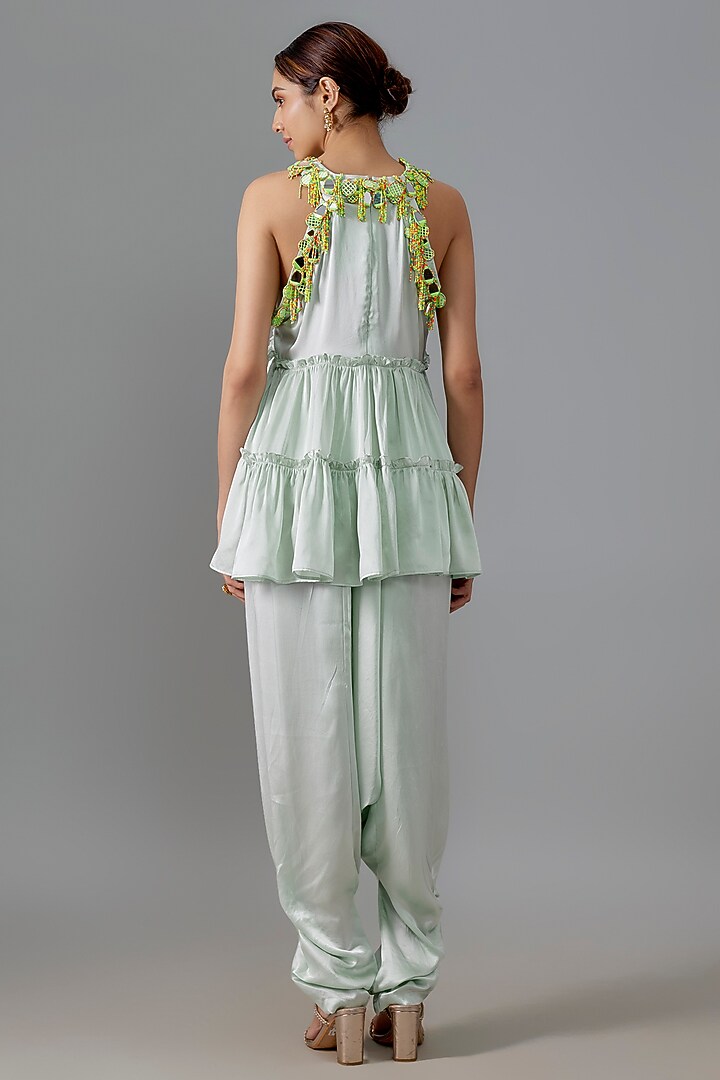Grey Pure Satin Silk Dhoti Set by Akanksha Gajria at Pernia's Pop Up Shop
