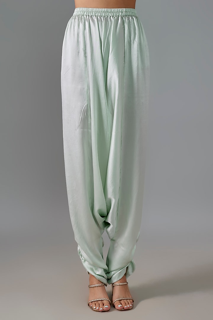 Grey Pure Satin Silk Dhoti Set by Akanksha Gajria at Pernia's Pop Up Shop