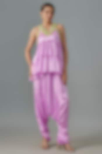 Lilac Pure Satin Silk Dhoti Set by Akanksha Gajria at Pernia's Pop Up Shop