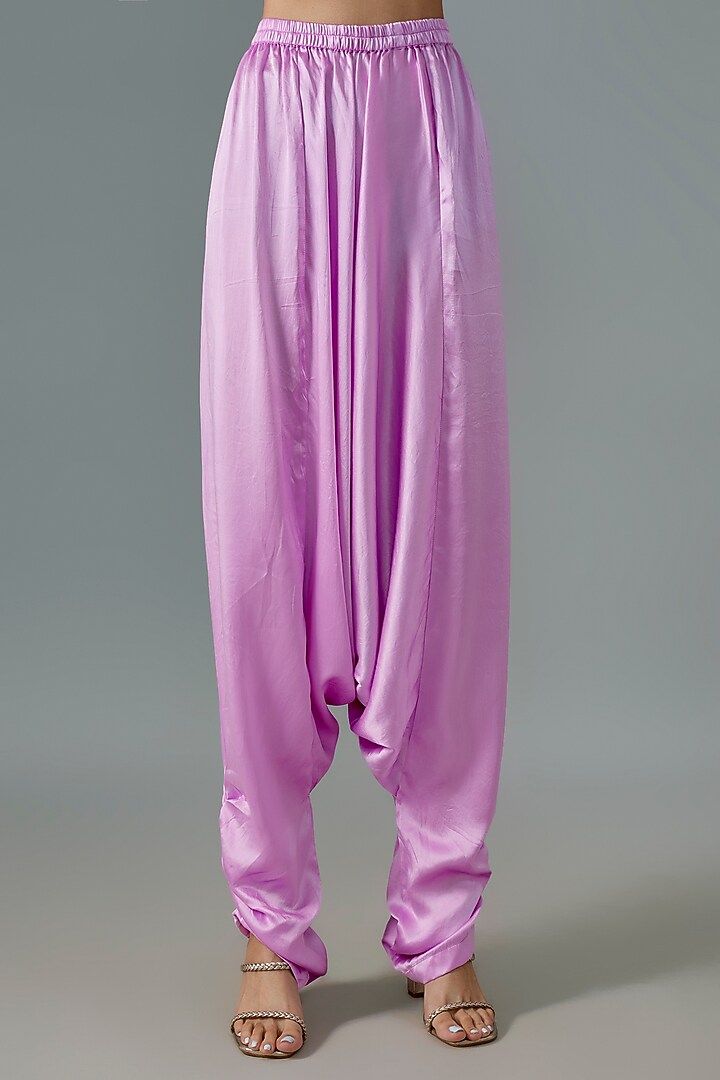 Lilac Pure Satin Silk Dhoti Set by Akanksha Gajria at Pernia's Pop Up Shop