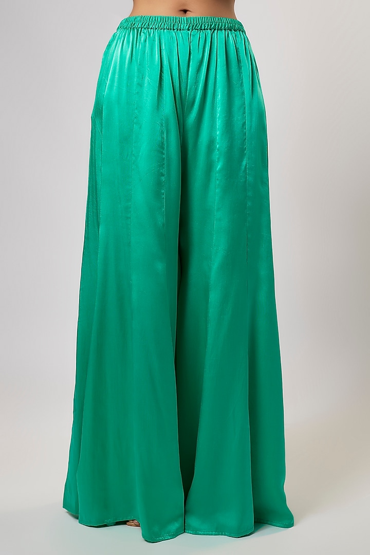 Turquoise Satin Silk Hand Embroidered Kaftan Set by Akanksha Gajria at Pernia's Pop Up Shop