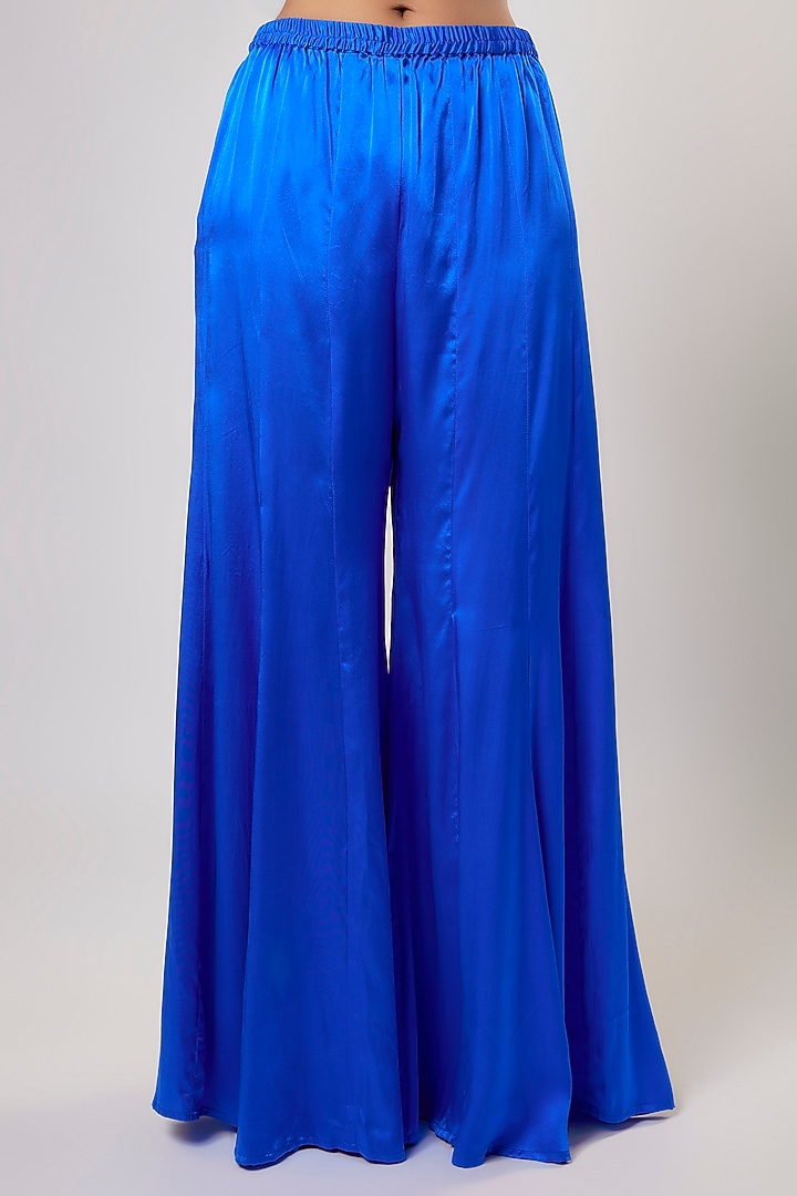 Royal Blue Satin Silk Embroidered Kaftan Set by Akanksha Gajria at Pernia's Pop Up Shop