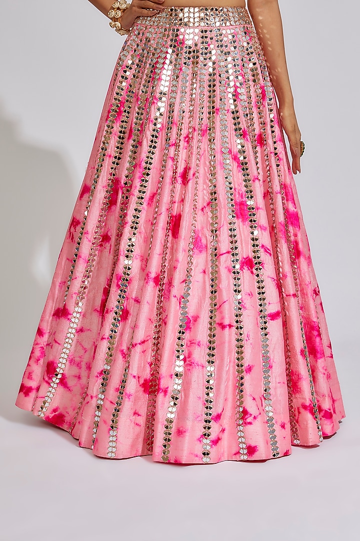 Pink Raw Silk Tie-Dye Bridal Lehenga Set by Akanksha Gajria at Pernia's Pop Up Shop