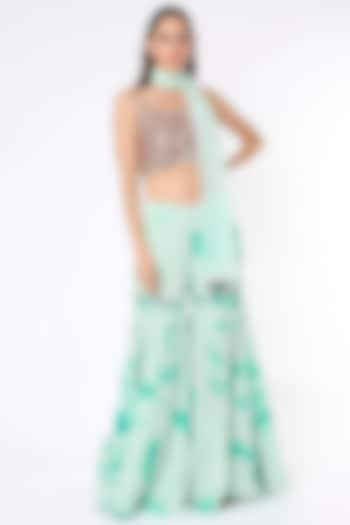 Mint Printed Gharara Set by Akanksha Gajria at Pernia's Pop Up Shop