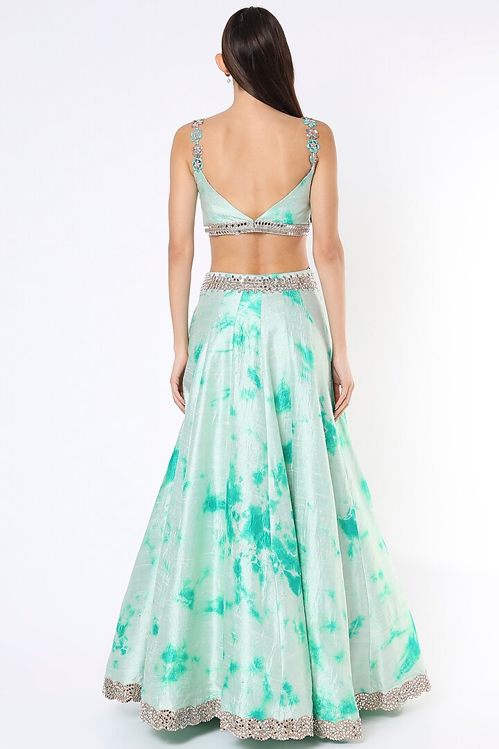 Mint Blue Embellished Wedding Lehenga Set by Akanksha Gajria at Pernia's Pop Up Shop