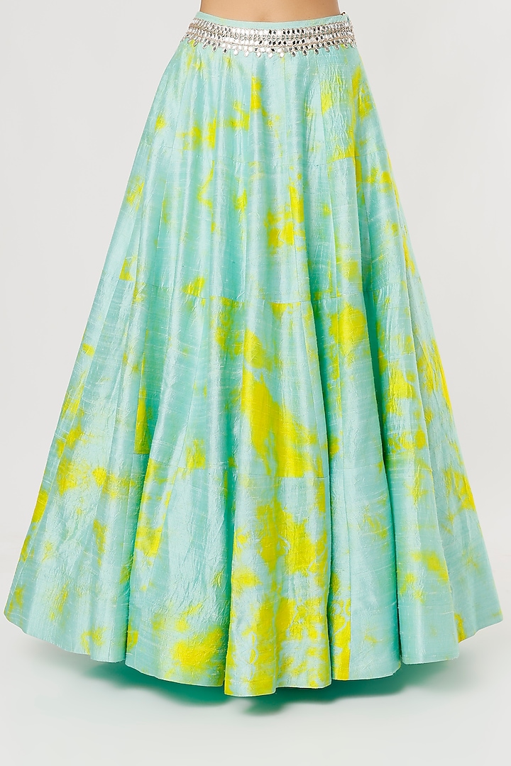 Mint Printed & Embroidered Wedding Lehenga Set by Akanksha Gajria at Pernia's Pop Up Shop