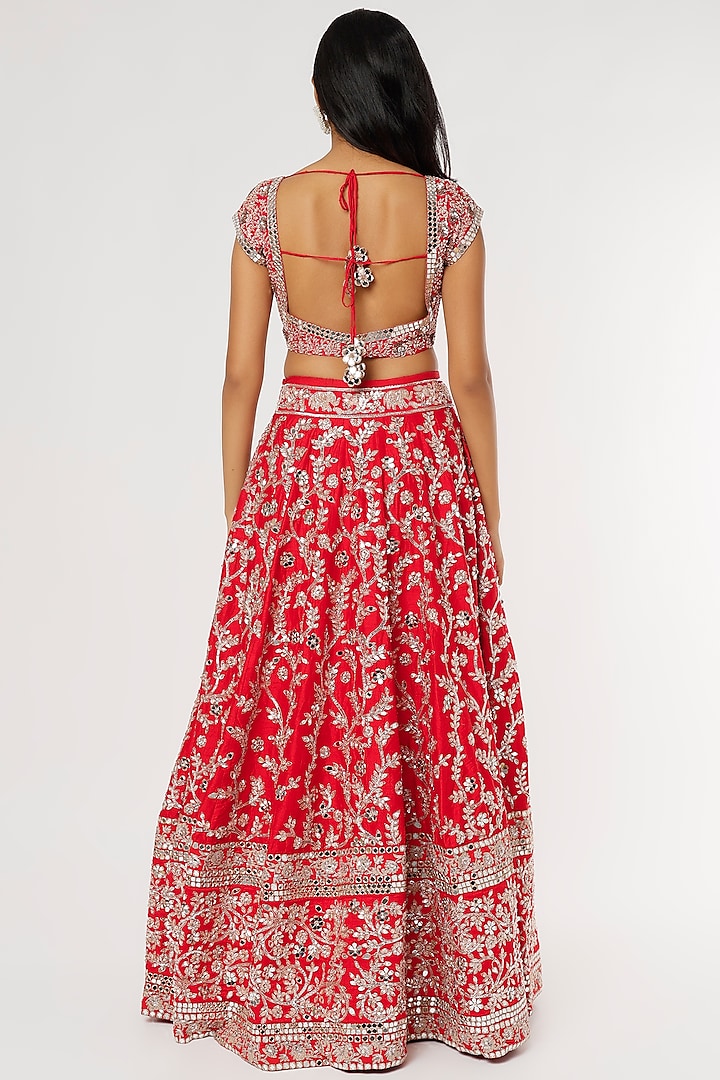 Red Embellished Bridal Lehenga Set by Akanksha Gajria at Pernia's Pop Up Shop