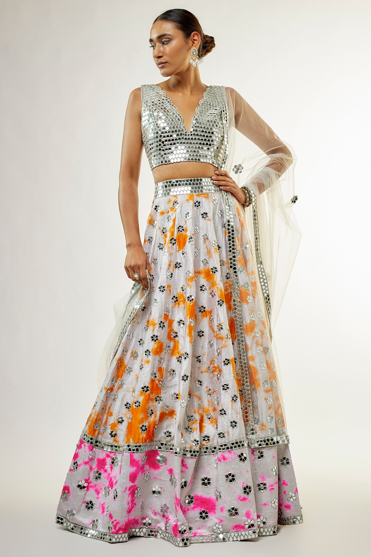 Rohit Bal Gulbagh Jacket With Brocade Embroidered Lehenga (S, Orange,  Ivory) in Surat at best price by Rakesh Silk Mills - Justdial
