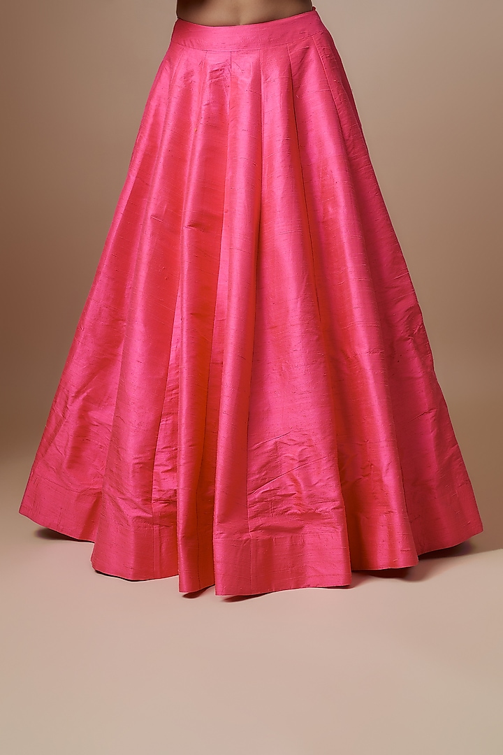 Pink Raw Silk Mirror Embroidered Bridal Anarkali Set by Akanksha Gajria at Pernia's Pop Up Shop