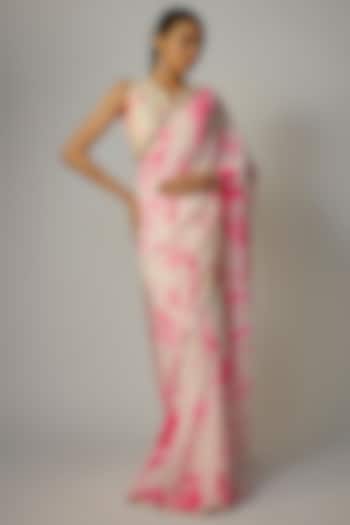 Ivory & Pink Georgette Hand Tie-Dyed Wedding Saree Set

 by Akanksha Gajria at Pernia's Pop Up Shop