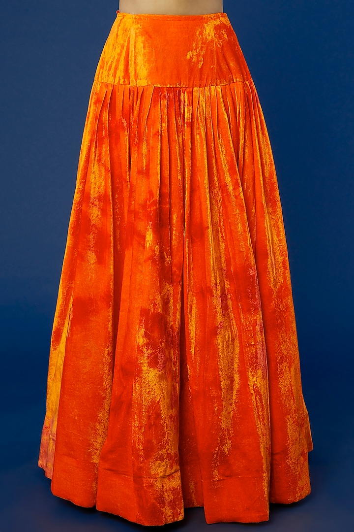 Orange Velvet Wedding Lehenga Set by Akanksha Gajria at Pernia's Pop Up Shop