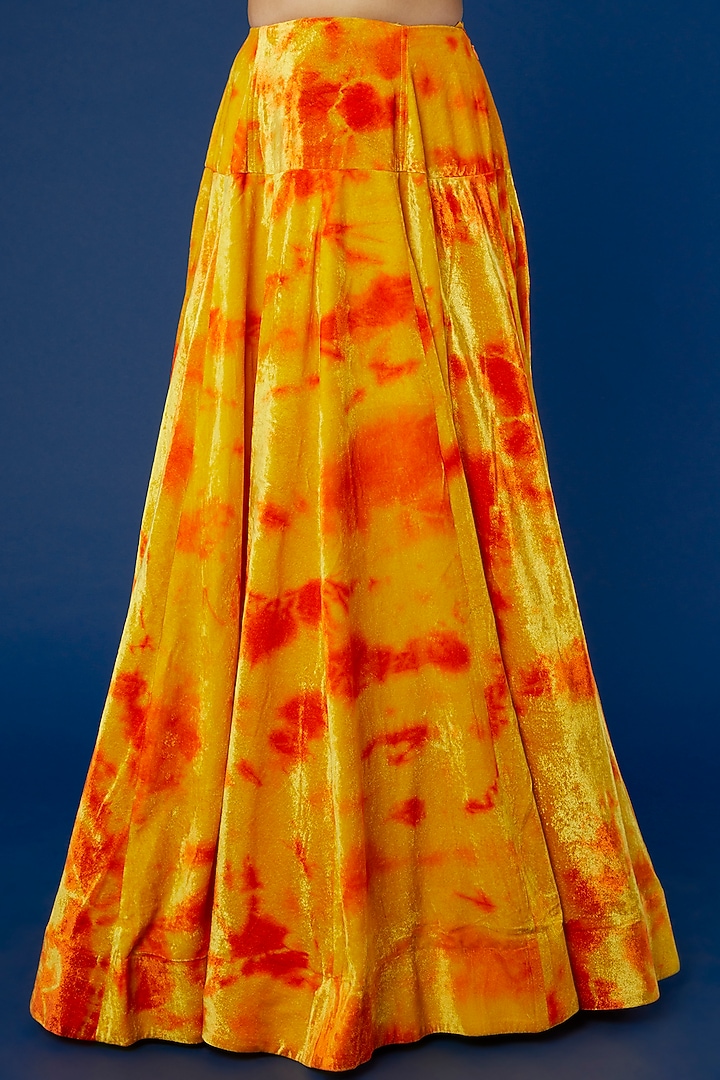 Yellow Tie-Dyed Wedding Lehenga Set by Akanksha Gajria at Pernia's Pop Up Shop