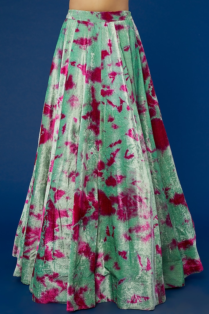 Mint Green Tie-Dyed Wedding Lehenga Set by Akanksha Gajria at Pernia's Pop Up Shop