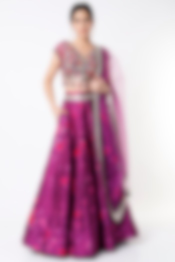 Purple Tie-Dye Wedding Lehenga Set by Akanksha Gajria at Pernia's Pop Up Shop